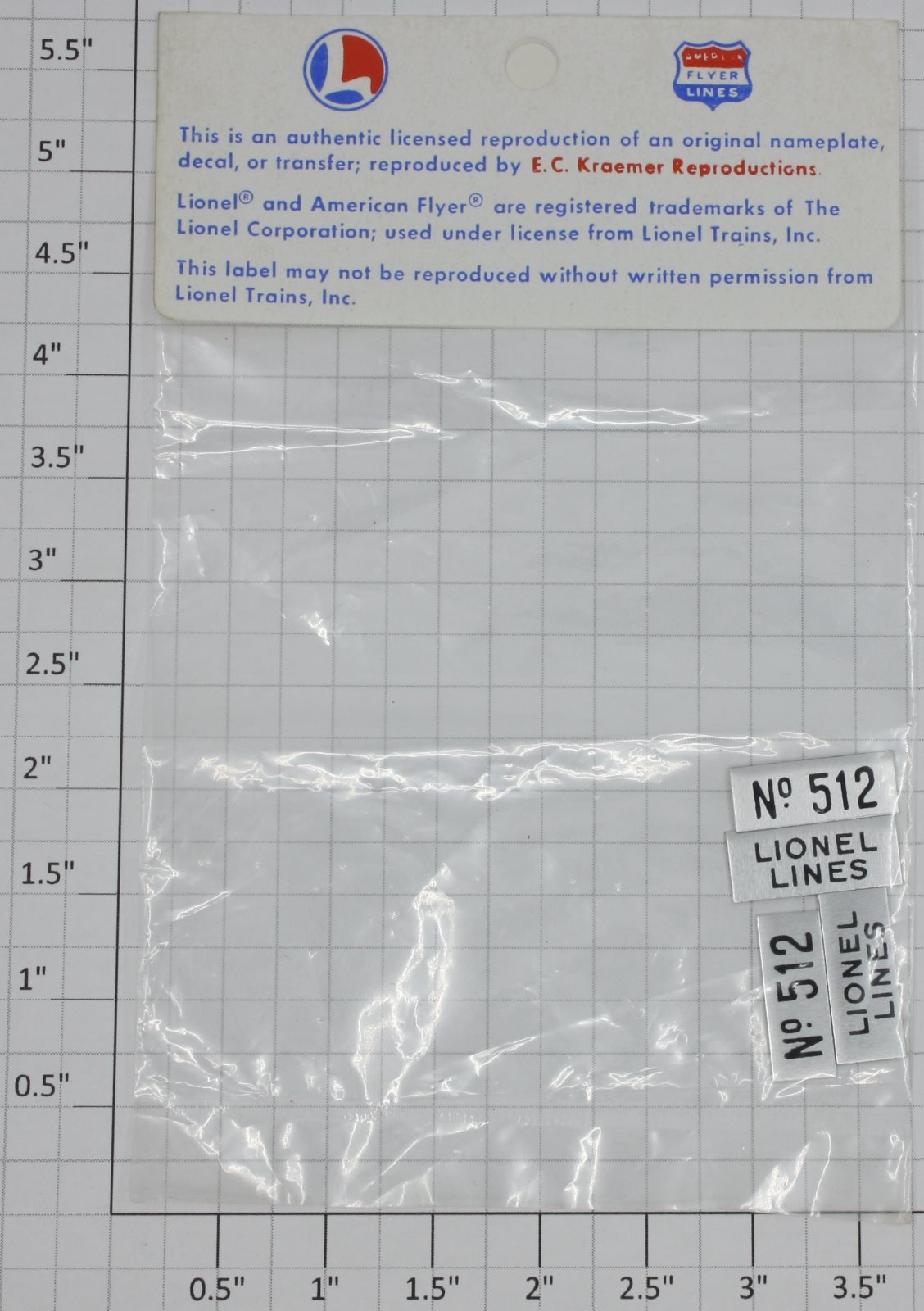 Lionel 512-10 Nickel Lionel Lines and Number Plates (Set of 4)