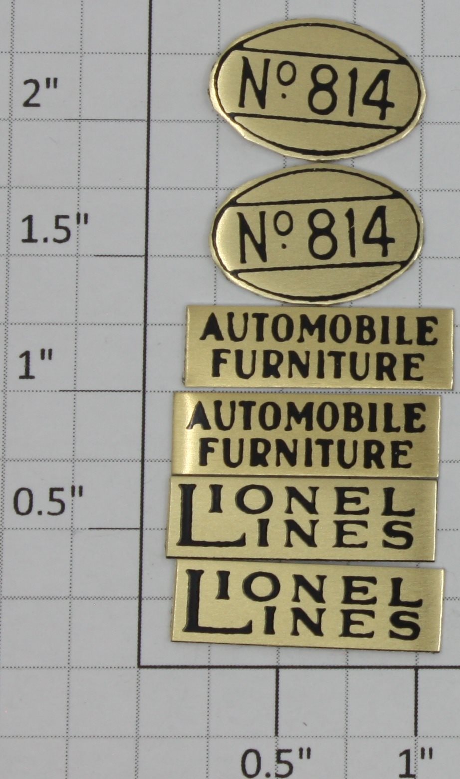 Lionel 814-20 Brass Lionel Lines and Number Plates (Set of 6)