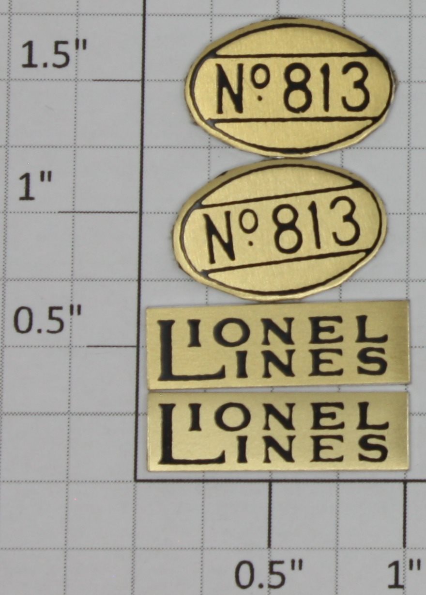 Lionel 813-20 Brass Lionel Lines and Number Plates (Set of 4)