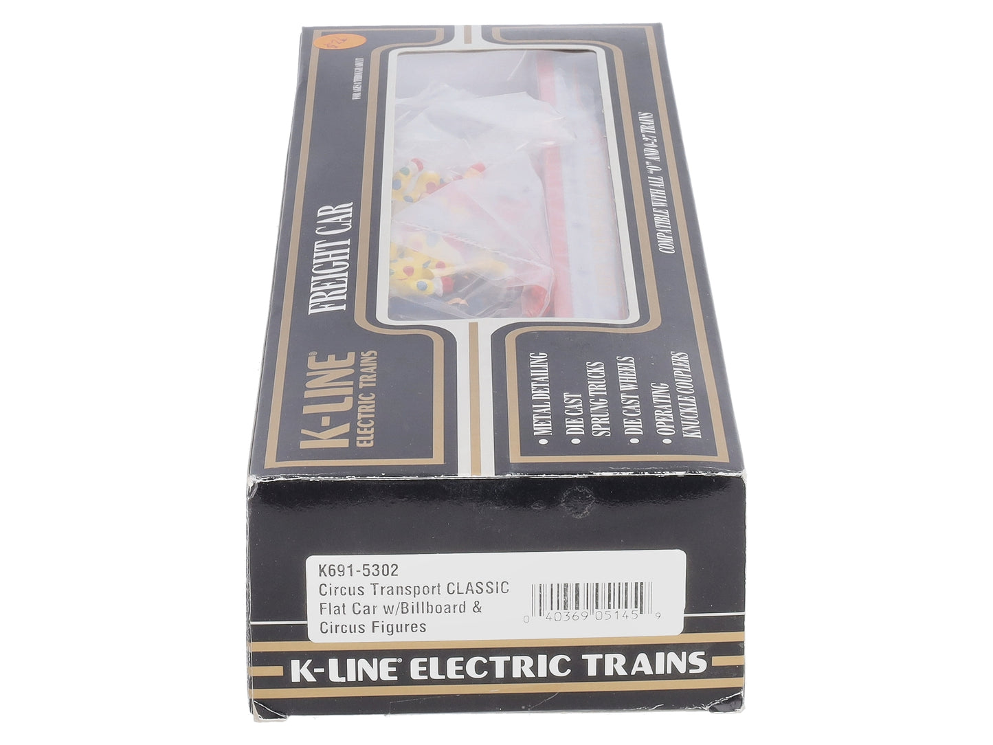 K-Line K691-5302 O Gauge Circus Transport Flatcar w/ Billboard & Circus Figures NIB