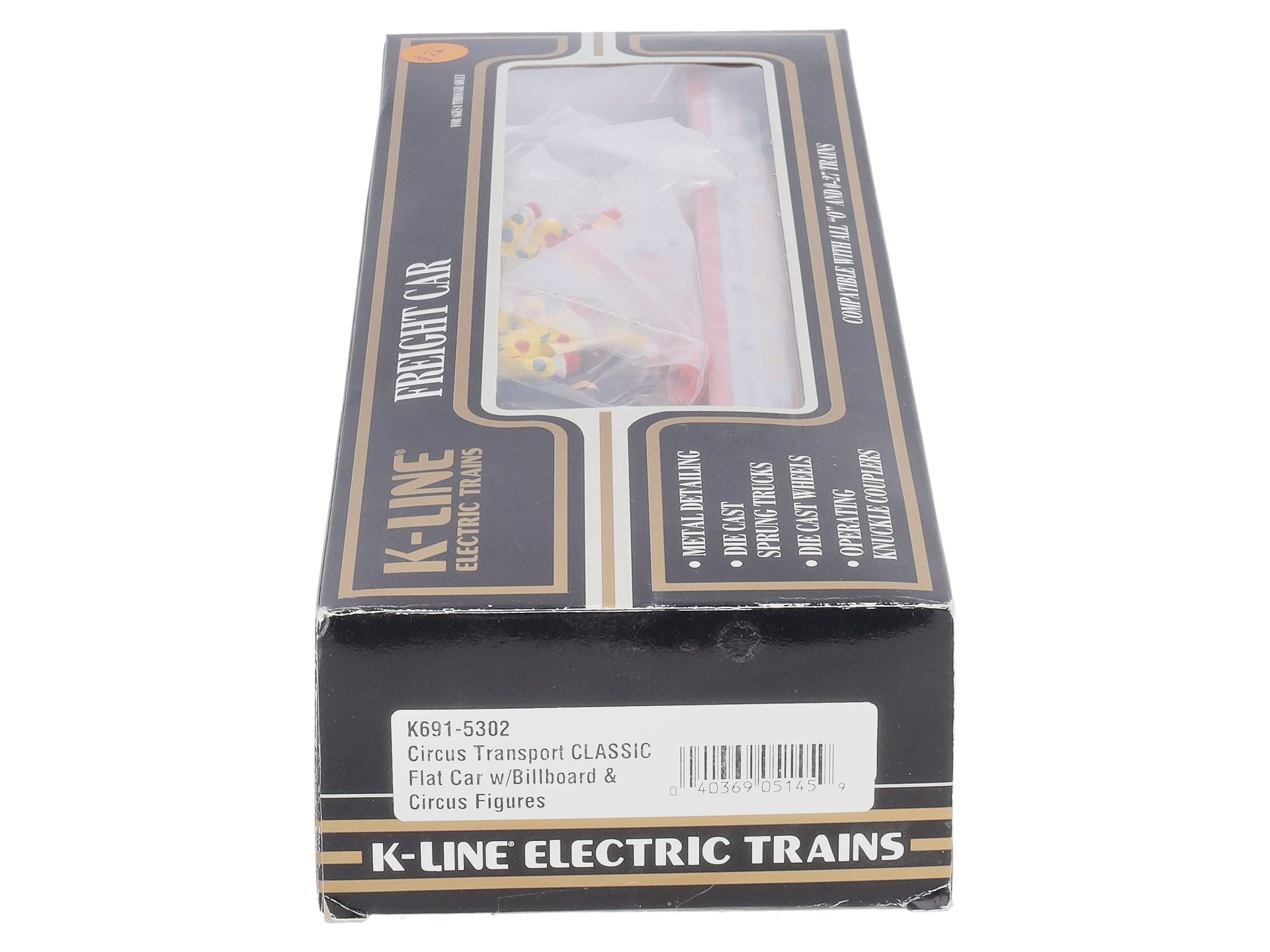 K-Line K691-5302 O Gauge Circus Transport Flatcar w/ Billboard & Circus Figures NIB