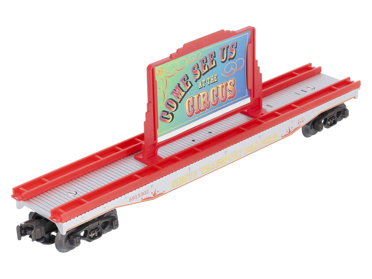 K-Line K691-5302 O Gauge Circus Transport Flatcar w/ Billboard & Circus Figures NIB