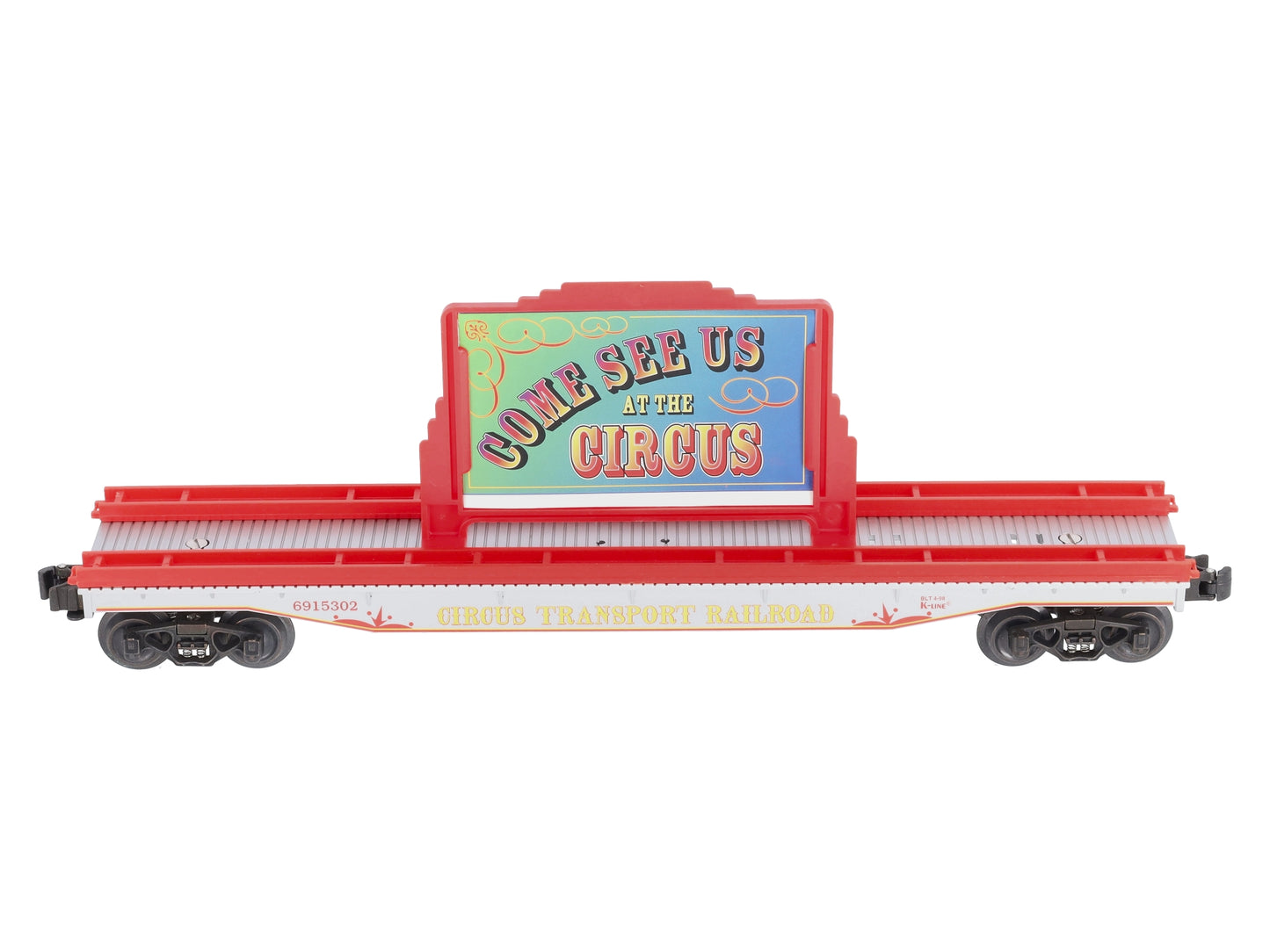 K-Line K691-5302 O Gauge Circus Transport Flatcar w/ Billboard & Circus Figures NIB