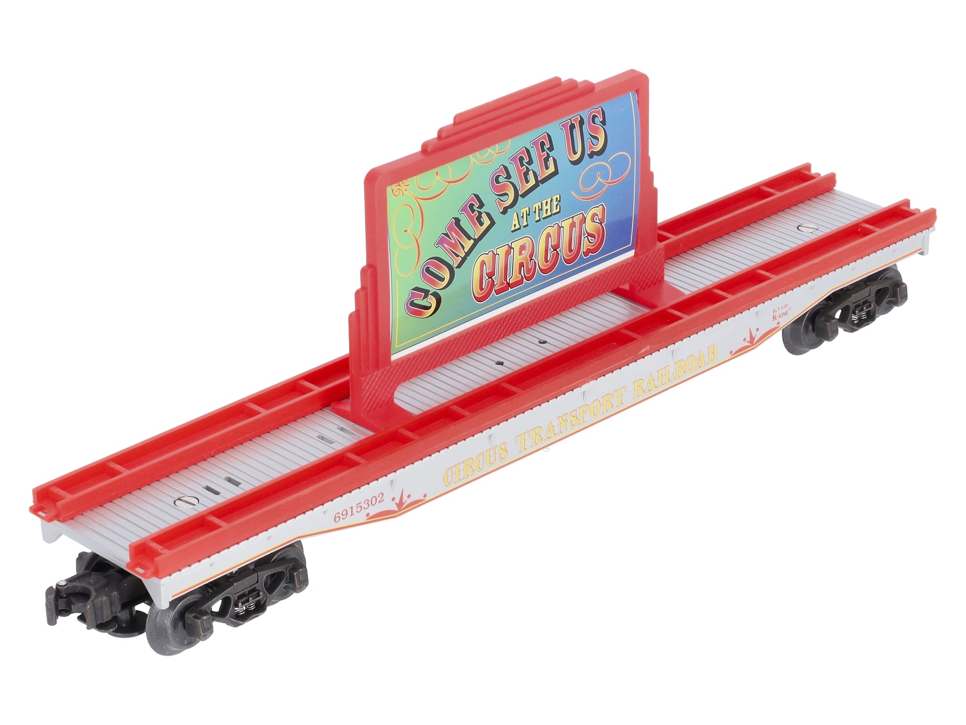 K-Line K691-5302 O Gauge Circus Transport Flatcar w/ Billboard & Circus Figures NIB