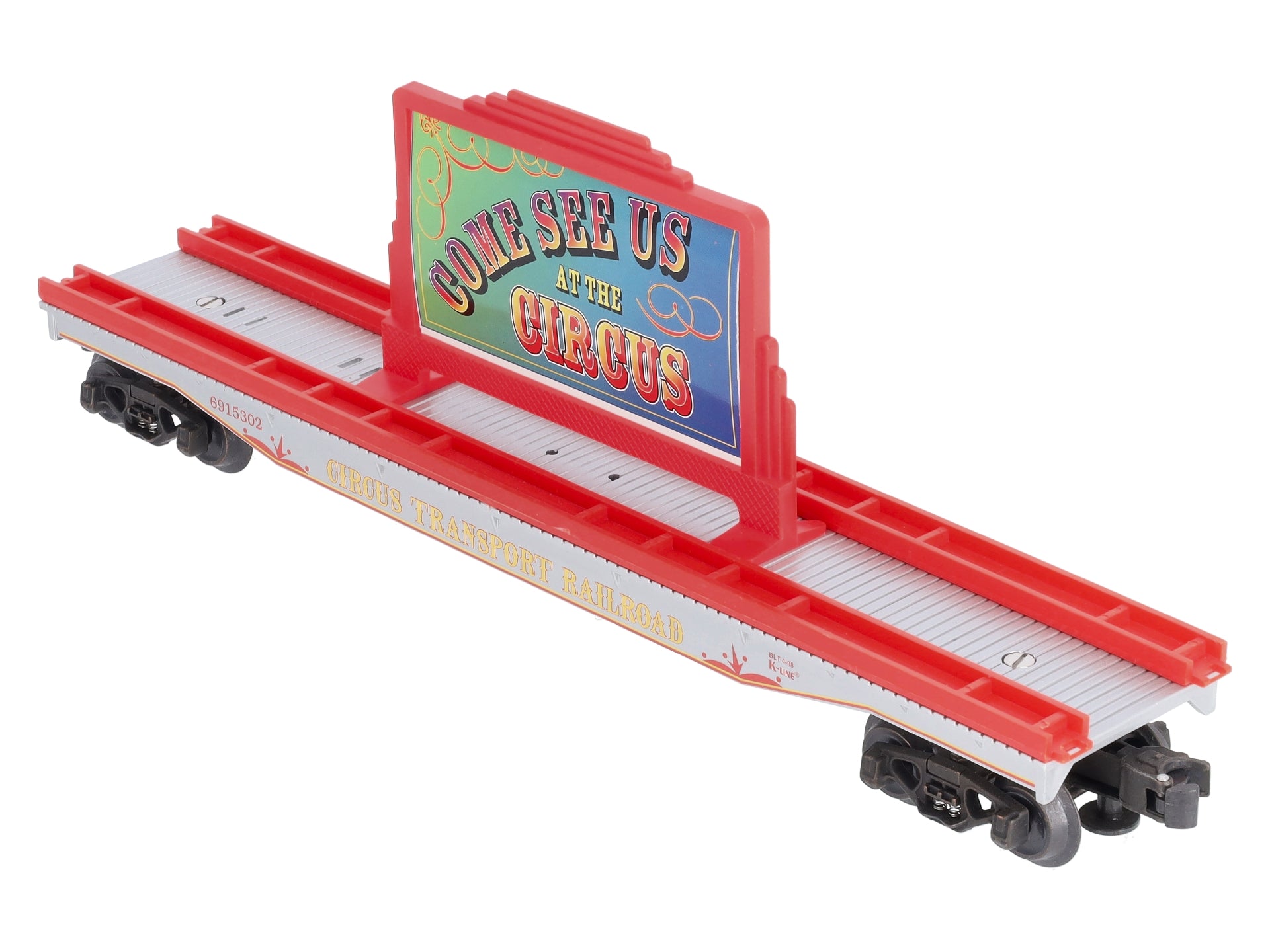 K-Line K691-5302 O Gauge Circus Transport Flatcar w/ Billboard & Circus Figures NIB