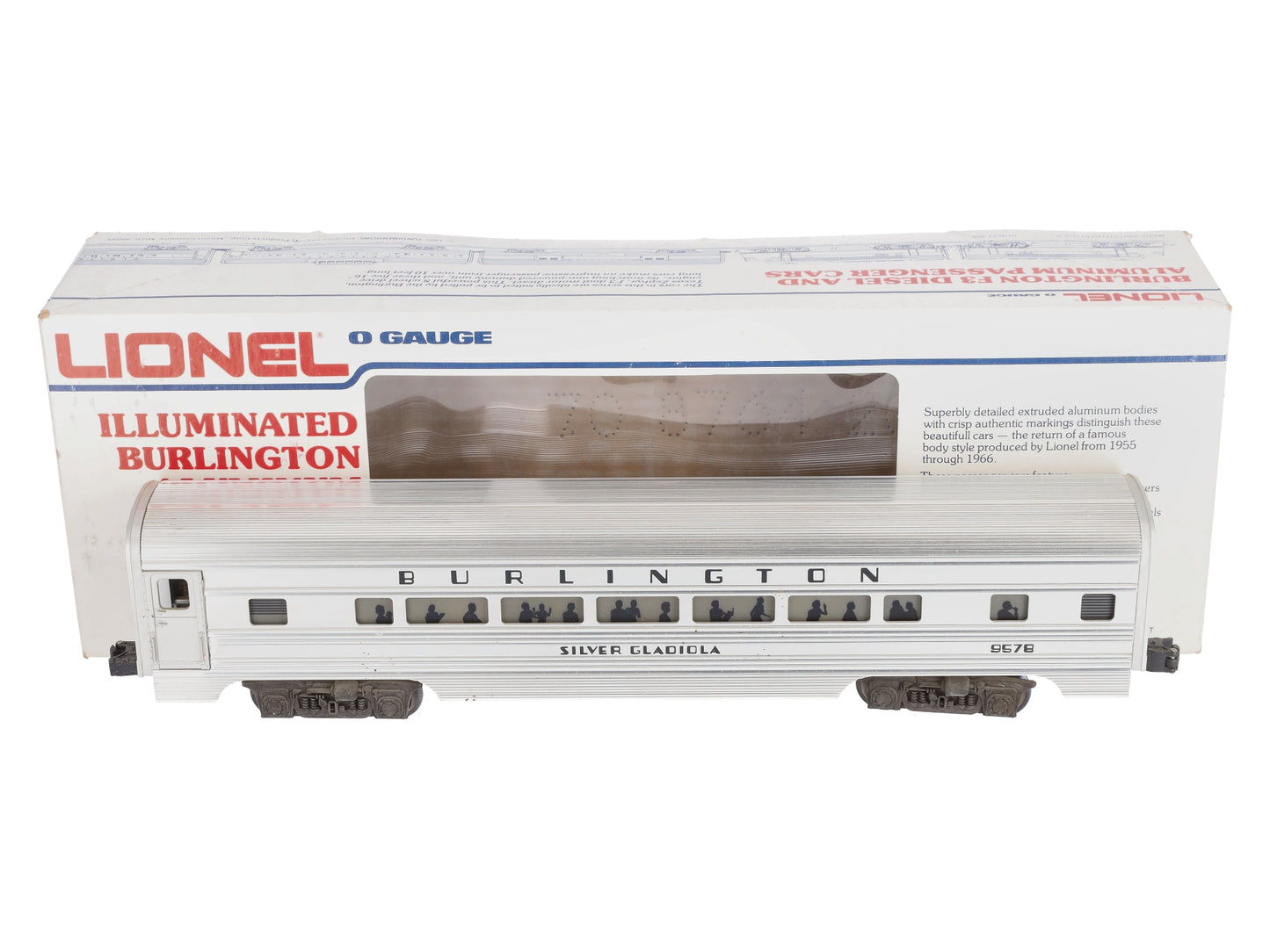 Lionel 6-9578 O Burlington "Silver Gladiola" Aluminum Passenger Car EX/Box