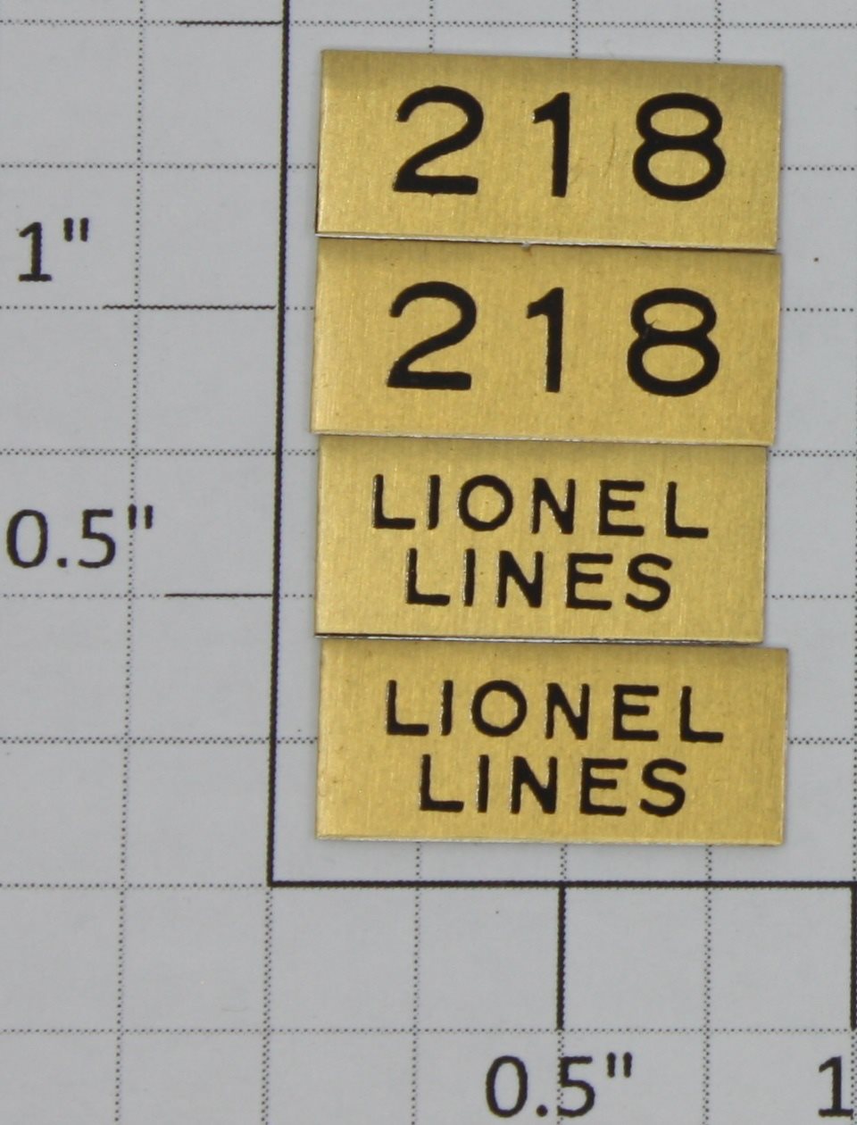 Lionel 218-20 Brass Lionel Lines and Number Plates (Set of 4)