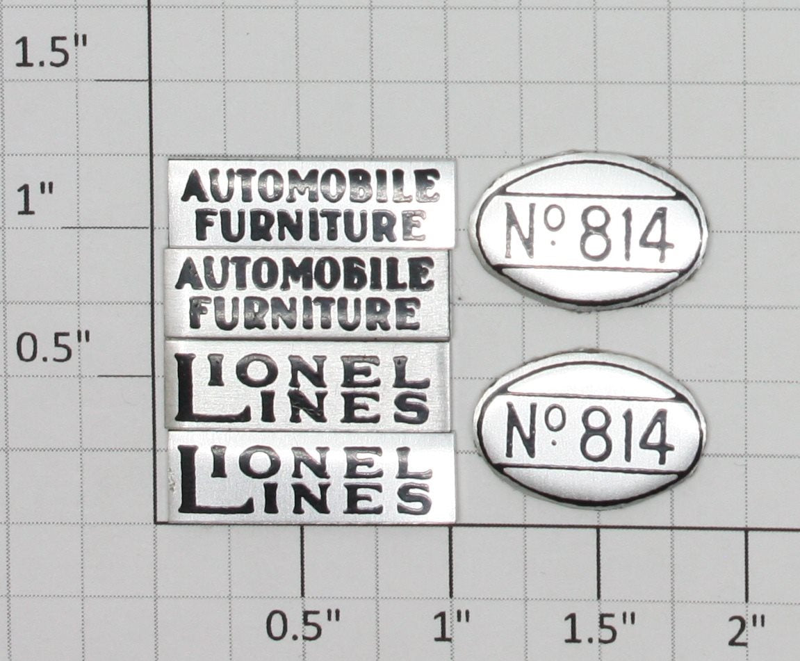 Lionel 814-20 Nickel Lionel Lines and Number Plates (Set of 6)