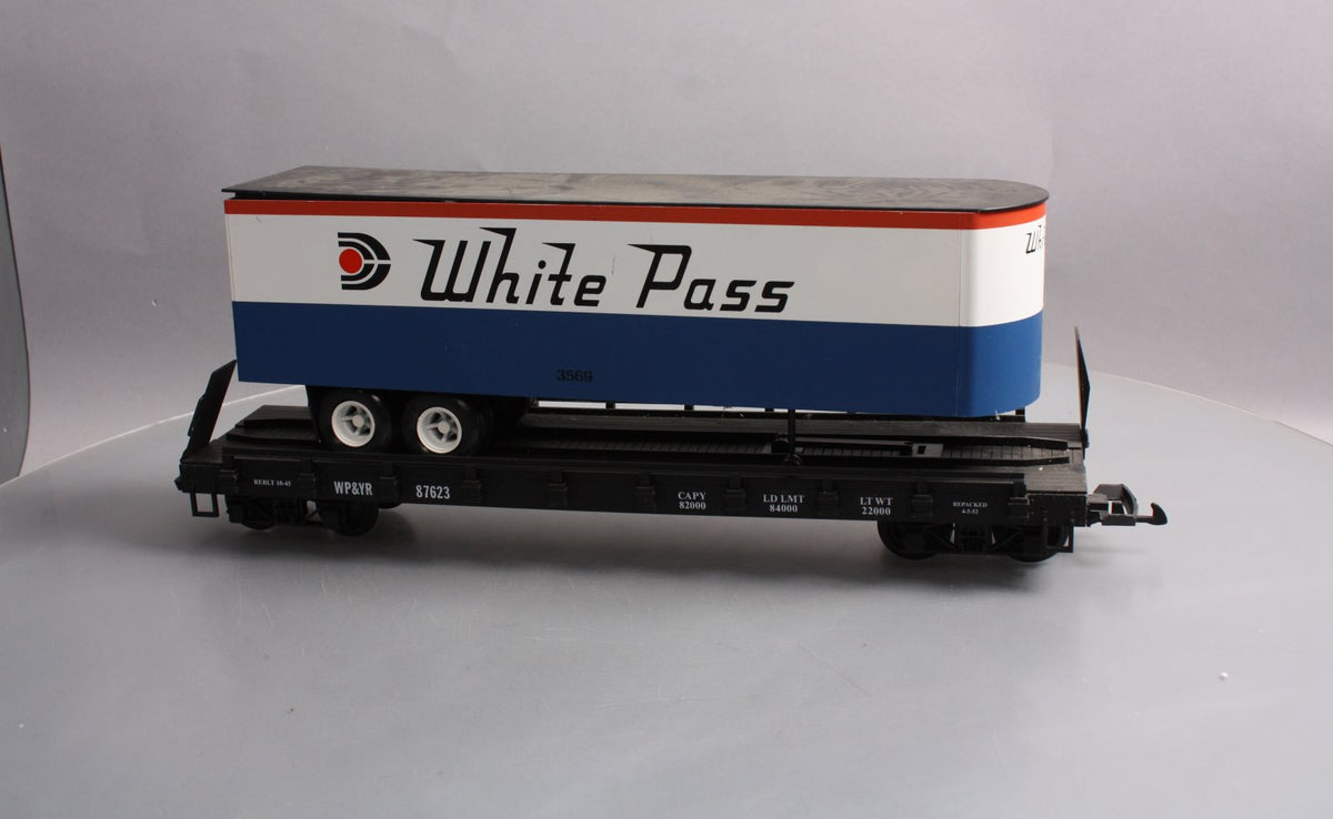 USA Trains R17020 G White Pass and Yukon Piggy Back Flat Car LN/Box