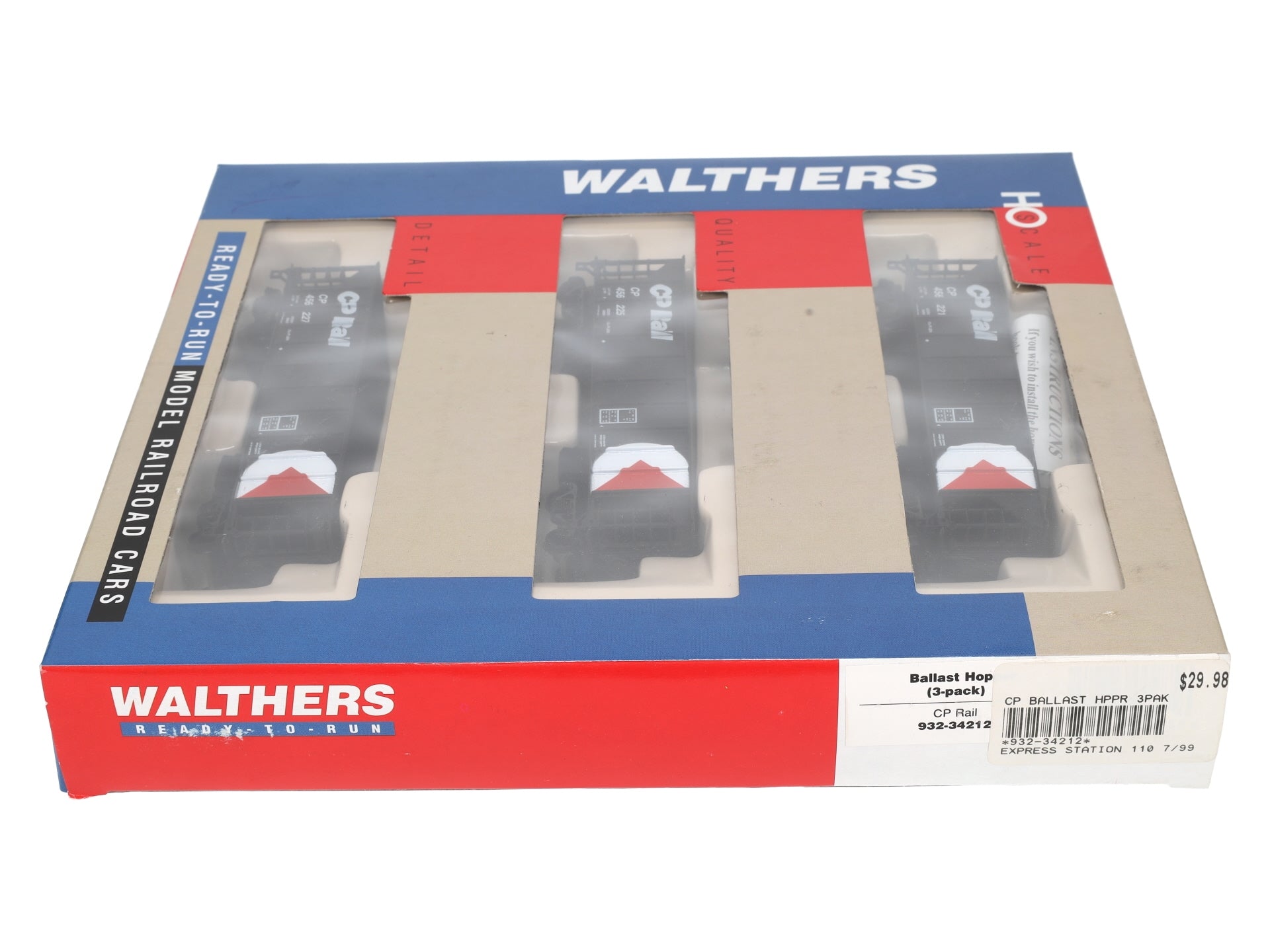 Walthers 932-34212 HO Scale CP Rail Hopper Cars (Set of 3) LN/Box
