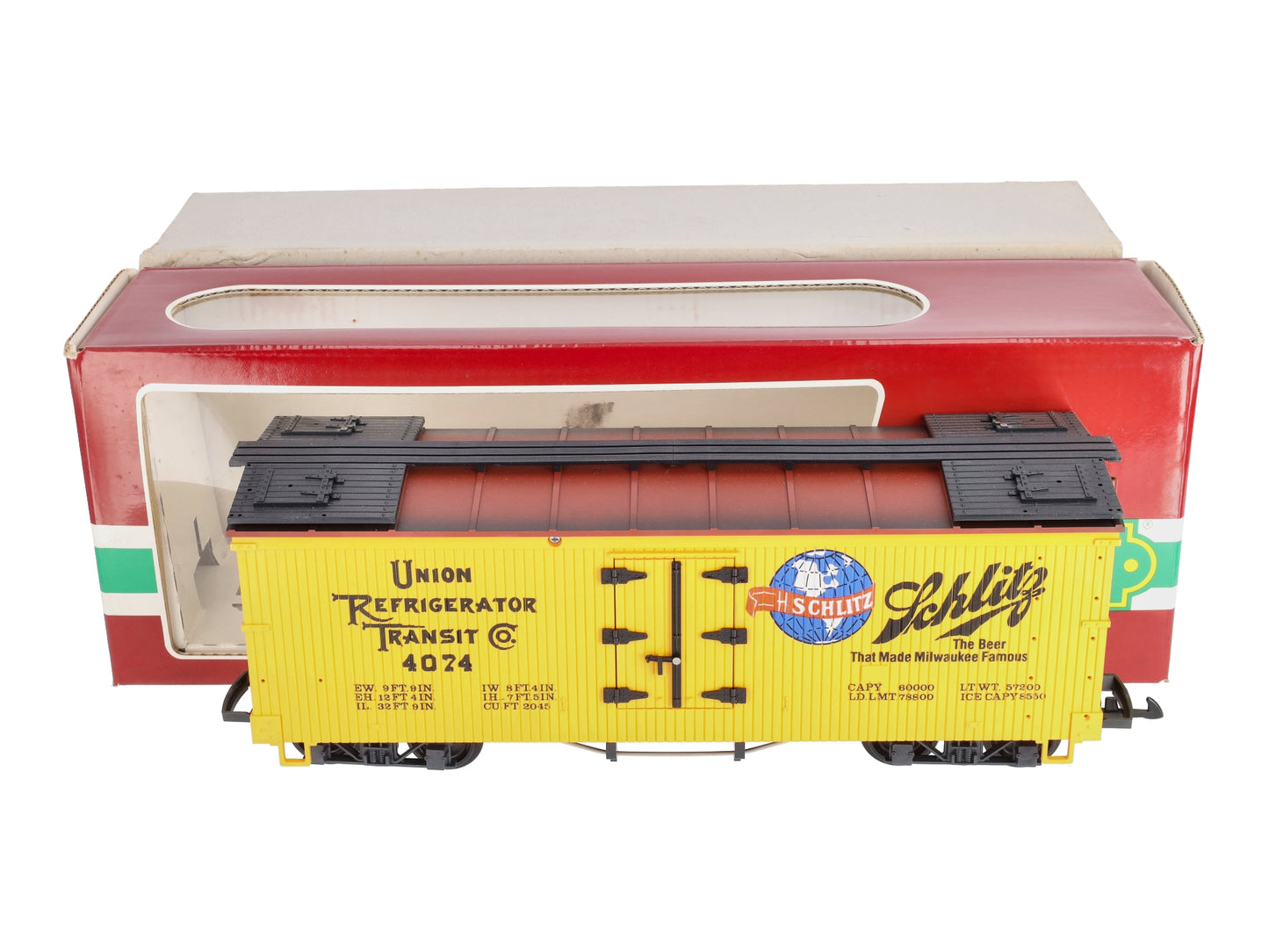 LGB 4074-Z02 G Scale Union Refrigerator / Schlitz Reefer Car EX/Box