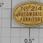 Lionel 214-19 Brass Automotive Furniture Nameplate