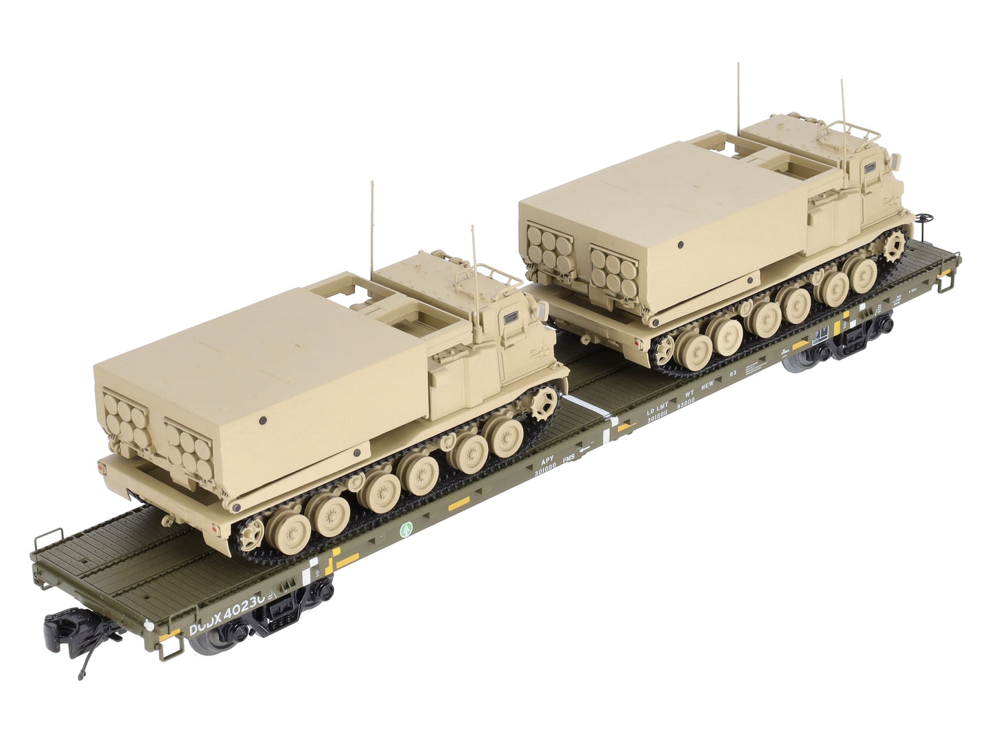 MTH 20-95470 U.S. Army Premier 60' Flat Car w/2 M270 Rocket Launchers #40230
