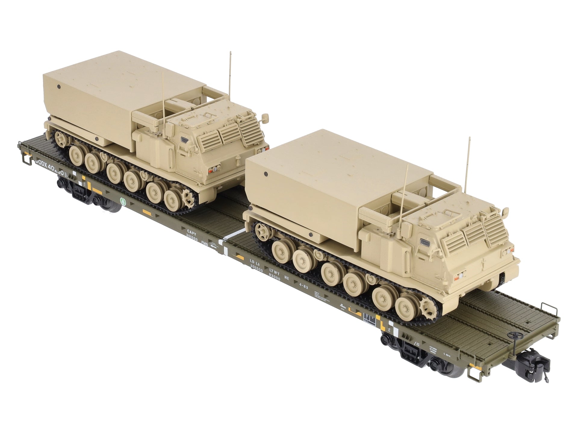 MTH 20-95470 U.S. Army Premier 60' Flat Car w/2 M270 Rocket Launchers #40230