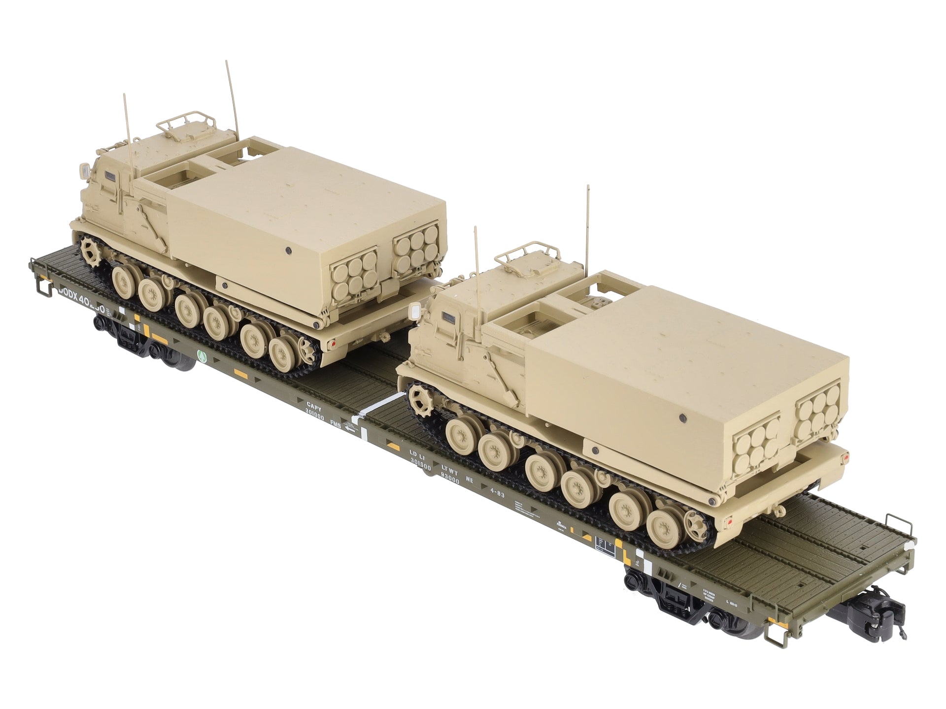 MTH 20-95470 U.S. Army Premier 60' Flat Car w/2 M270 Rocket Launchers #40230
