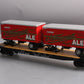 MTH 20-95126 Narragansett Ale Flat Car #17236 with 2 PUP Trailers