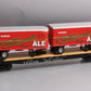 MTH 20-95126 Narragansett Ale Flat Car #17236 with 2 PUP Trailers