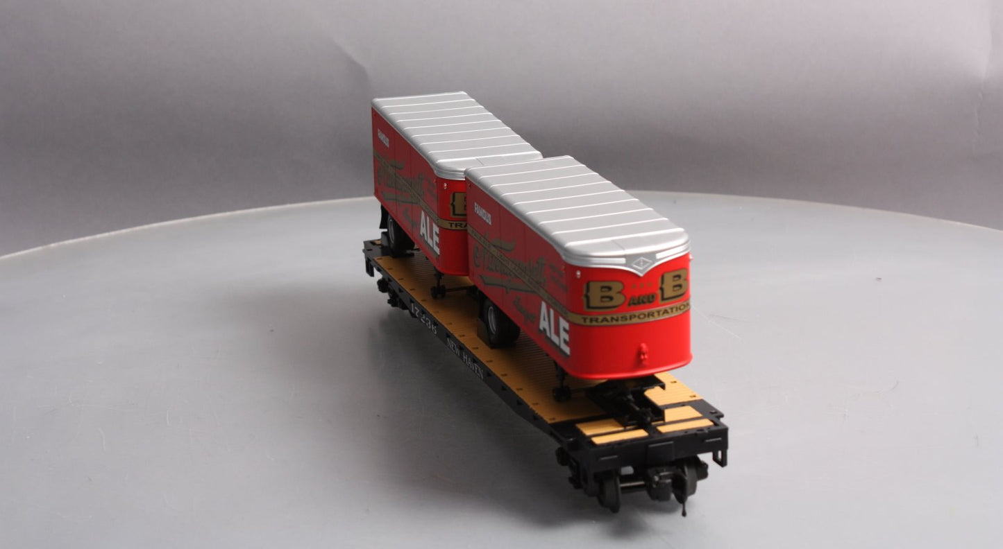 MTH 20-95126 Narragansett Ale Flat Car #17236 with 2 PUP Trailers