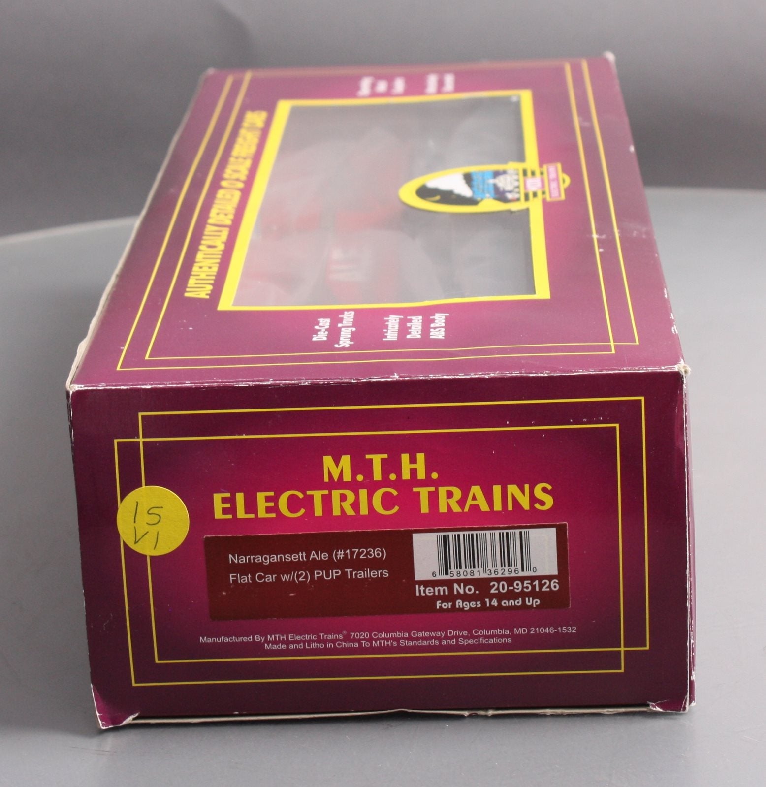 MTH 20-95126 Narragansett Ale Flat Car #17236 with 2 PUP Trailers