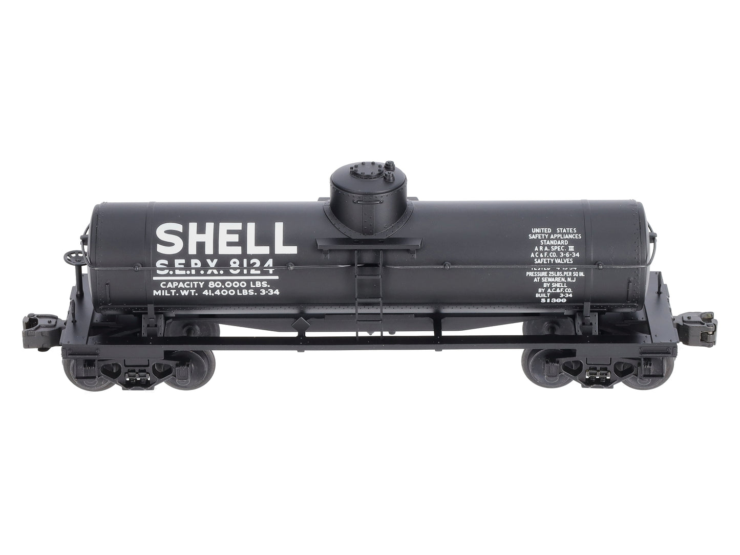 Lionel 6-51300 O Gauge Shell Semi-Scale Single Dome Tank Car #8124 LN/Box