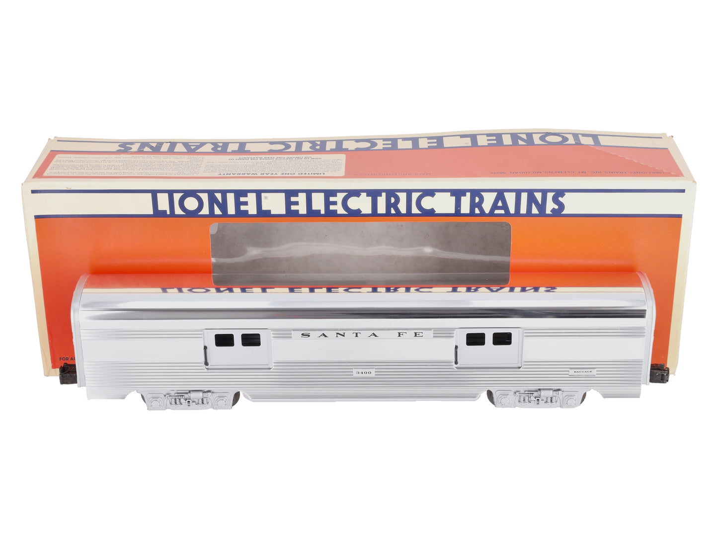 Lionel 6-19109 O Gauge Santa Fe Aluminum Baggage Car #3400 LN/Box