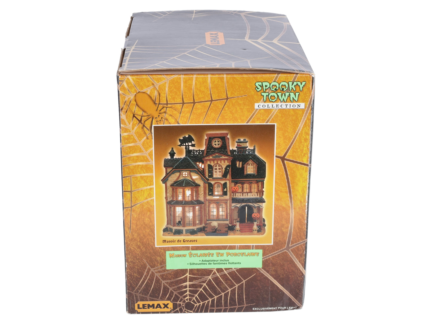 Lemax 05473A Spooky Town Lighted Greaves Manor Porcelain House EX/Box