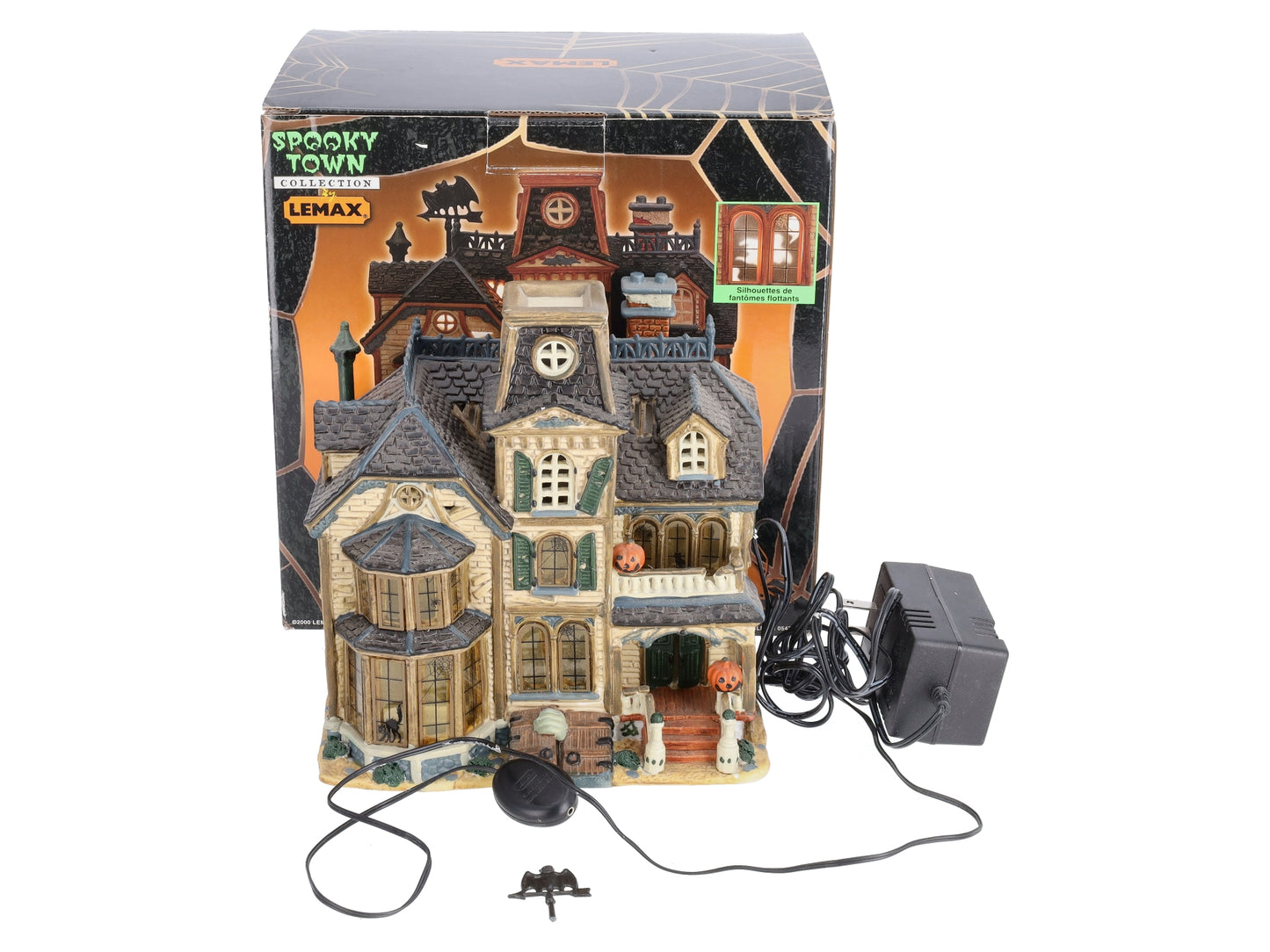 Lemax 05473A Spooky Town Lighted Greaves Manor Porcelain House EX/Box