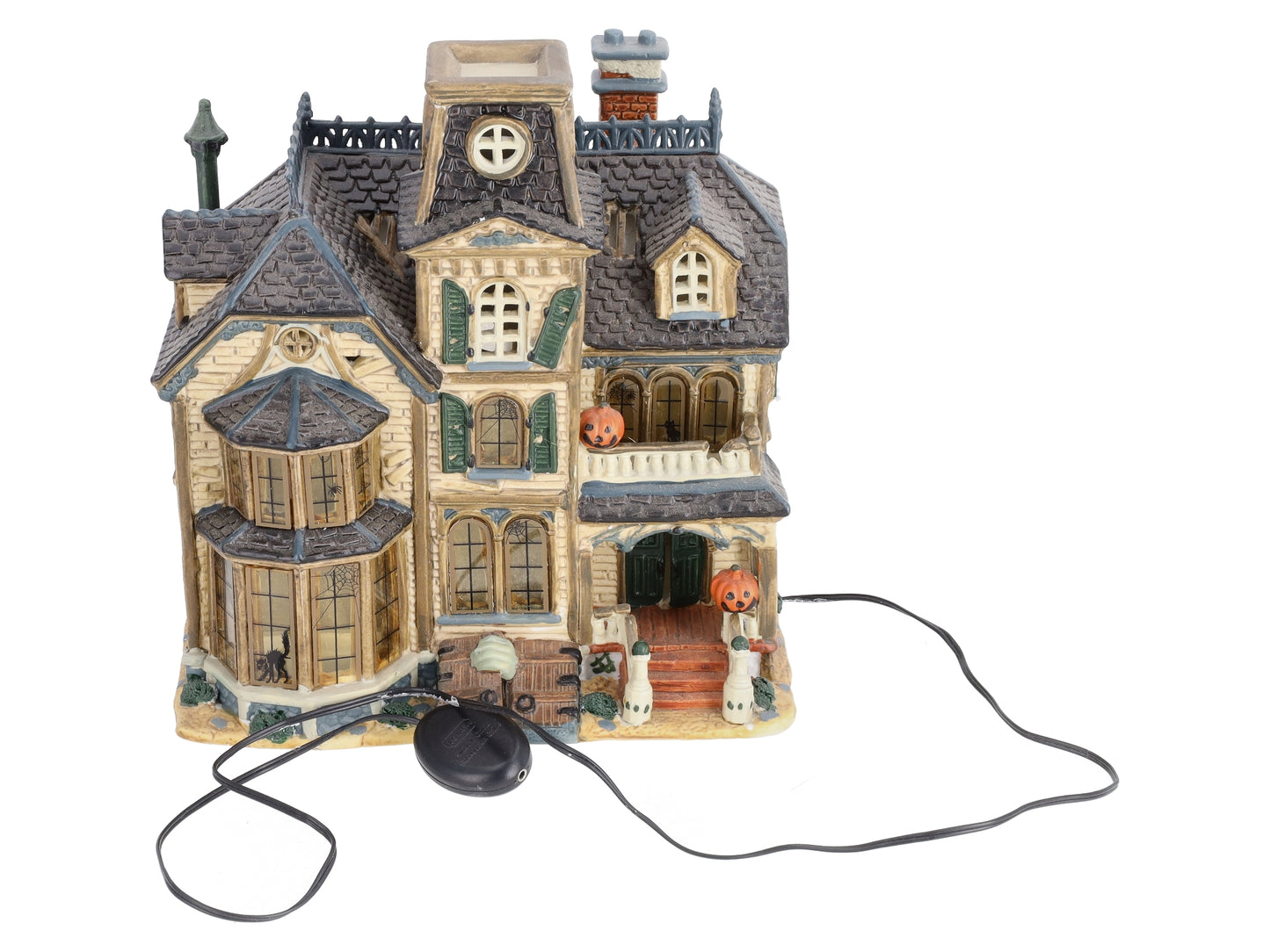 Lemax 05473A Spooky Town Lighted Greaves Manor Porcelain House EX/Box