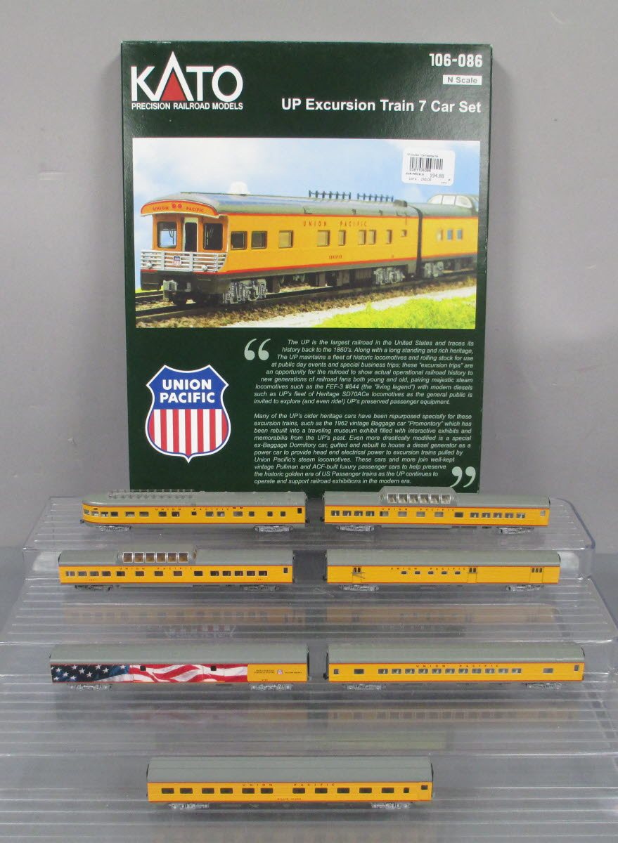 Kato 106-086 N Union Pacific Excursion Train Set (Set of 7) LN/Box