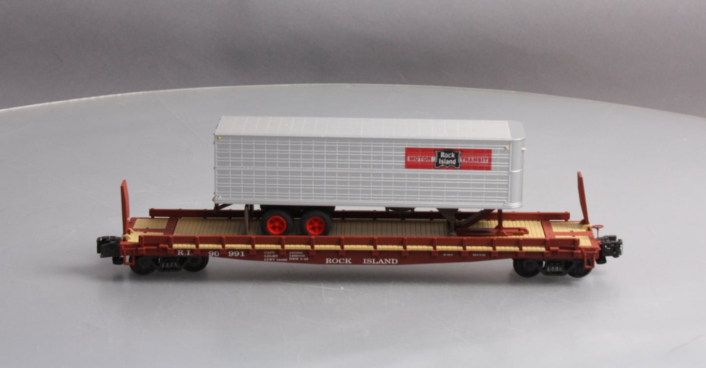 The Showcase Line 00180 S Scale TOFC Rock Island w/ RI Trailer EX/Box