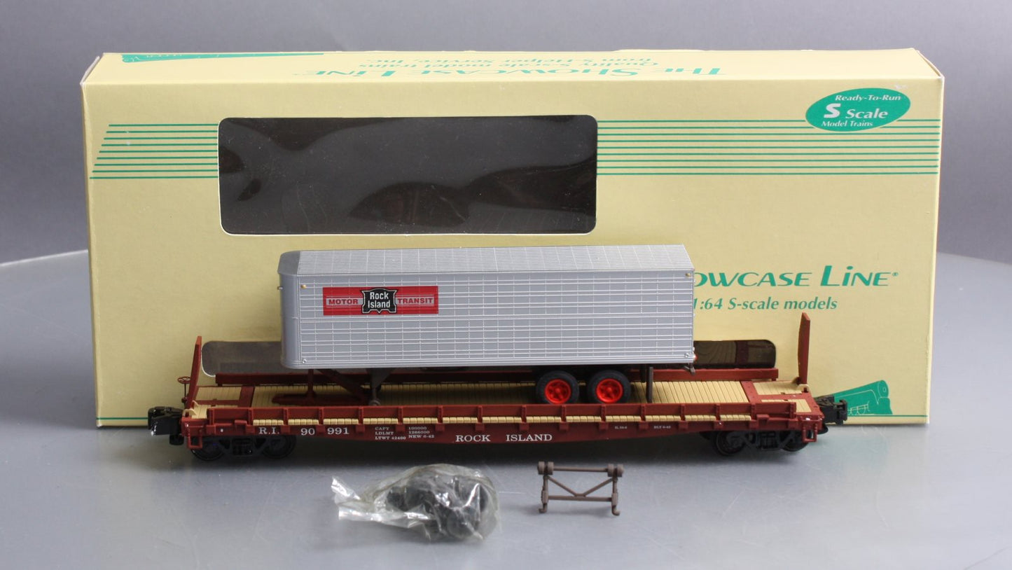The Showcase Line 00180 S Scale TOFC Rock Island w/ RI Trailer EX/Box