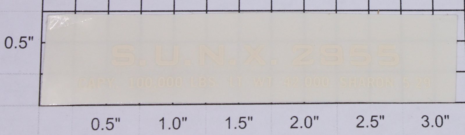 Lionel 2955-10 Cream Lettering S.U.N.X #2955 Sticker Decal