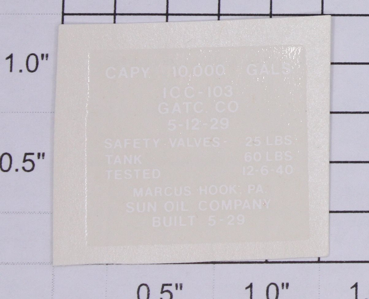 Lionel 715-13 S.U.N.X White Lettering Weight Water Soluble Decal