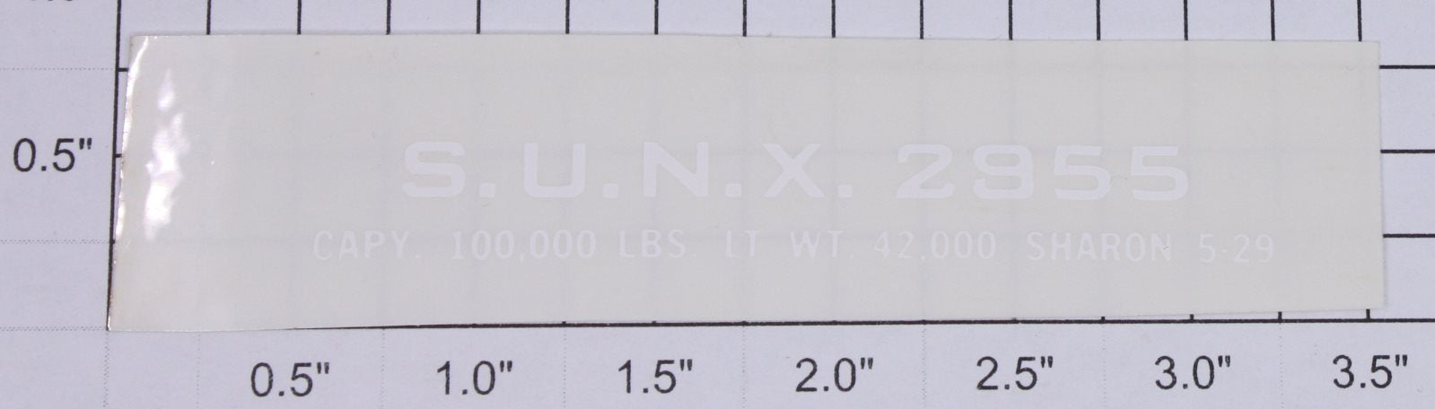 Lionel 2955-10 White Lettering S.U.N.X #2955 Sticker Decal