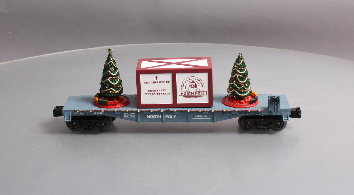 MTH 30-76681 O North Pole Flatcar with Lighted Christmas Trees