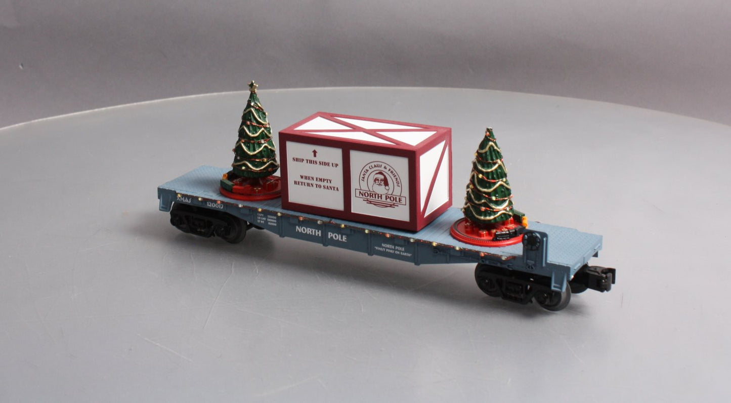 MTH 30-76681 O North Pole Flatcar with Lighted Christmas Trees
