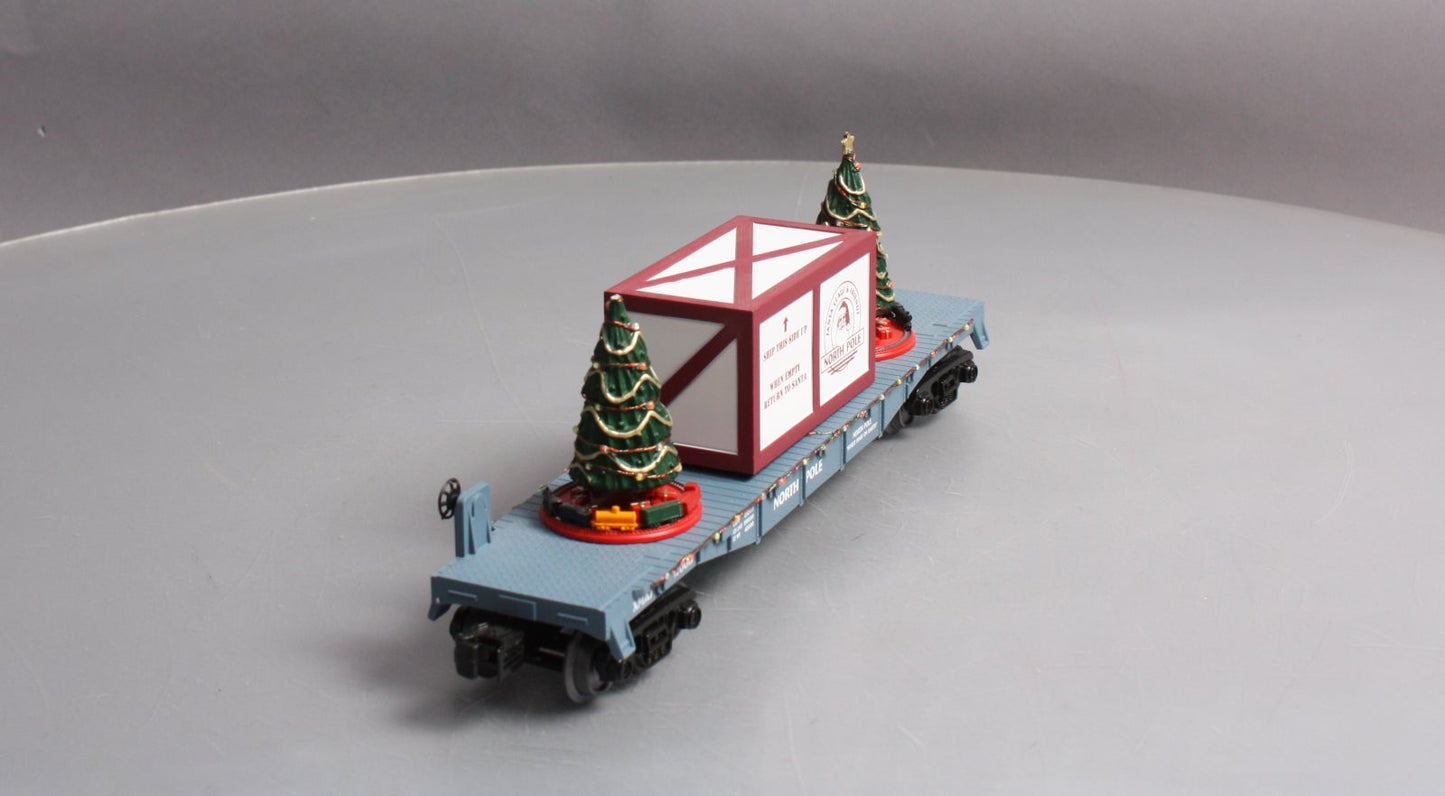 MTH 30-76681 O North Pole Flatcar with Lighted Christmas Trees