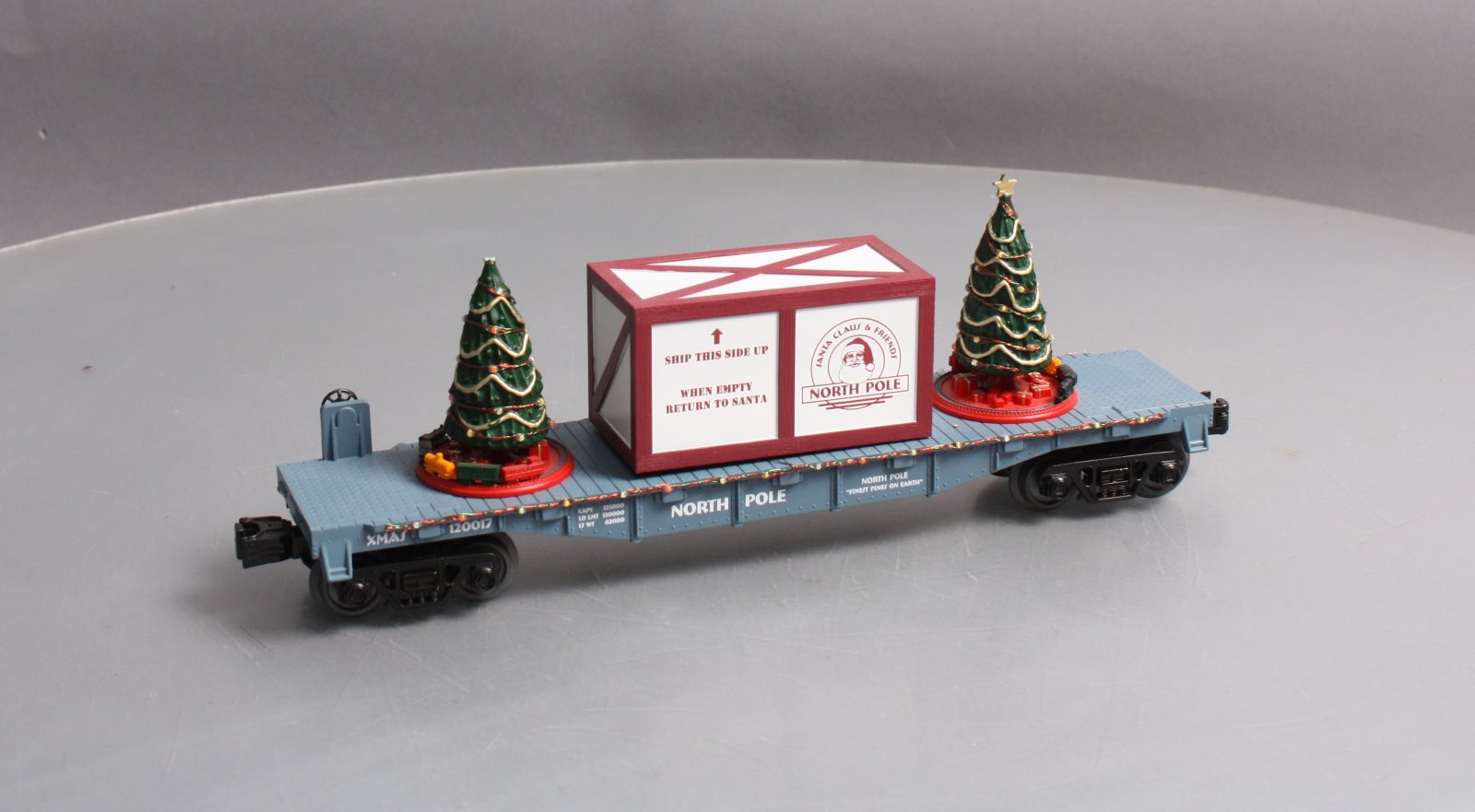 MTH 30-76681 O North Pole Flatcar with Lighted Christmas Trees