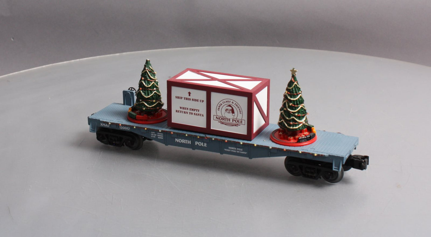 MTH 30-76681 O North Pole Flatcar with Lighted Christmas Trees