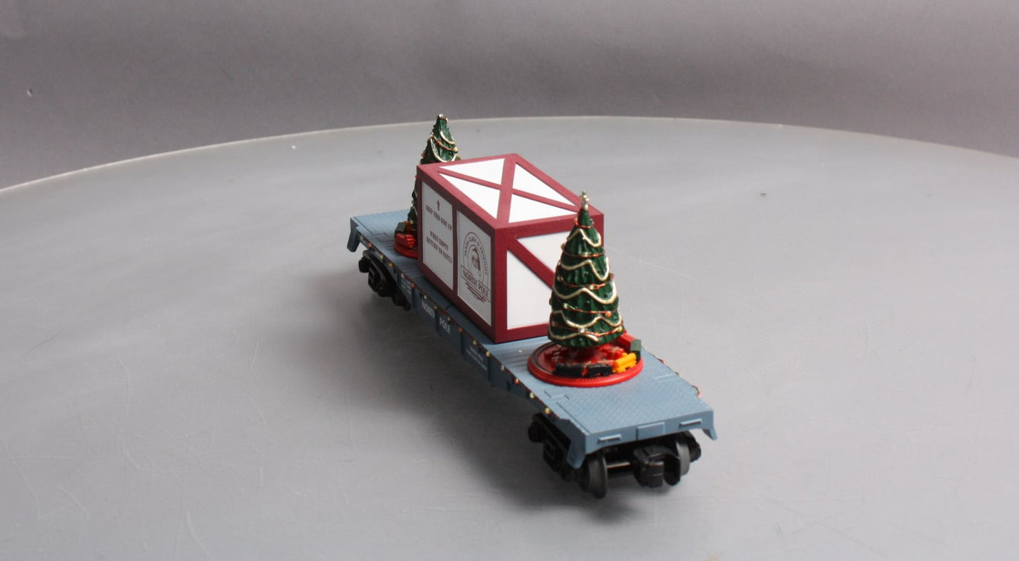 MTH 30-76681 O North Pole Flatcar with Lighted Christmas Trees