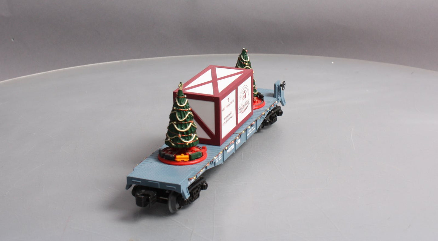 MTH 30-76681 O North Pole Flatcar with Lighted Christmas Trees