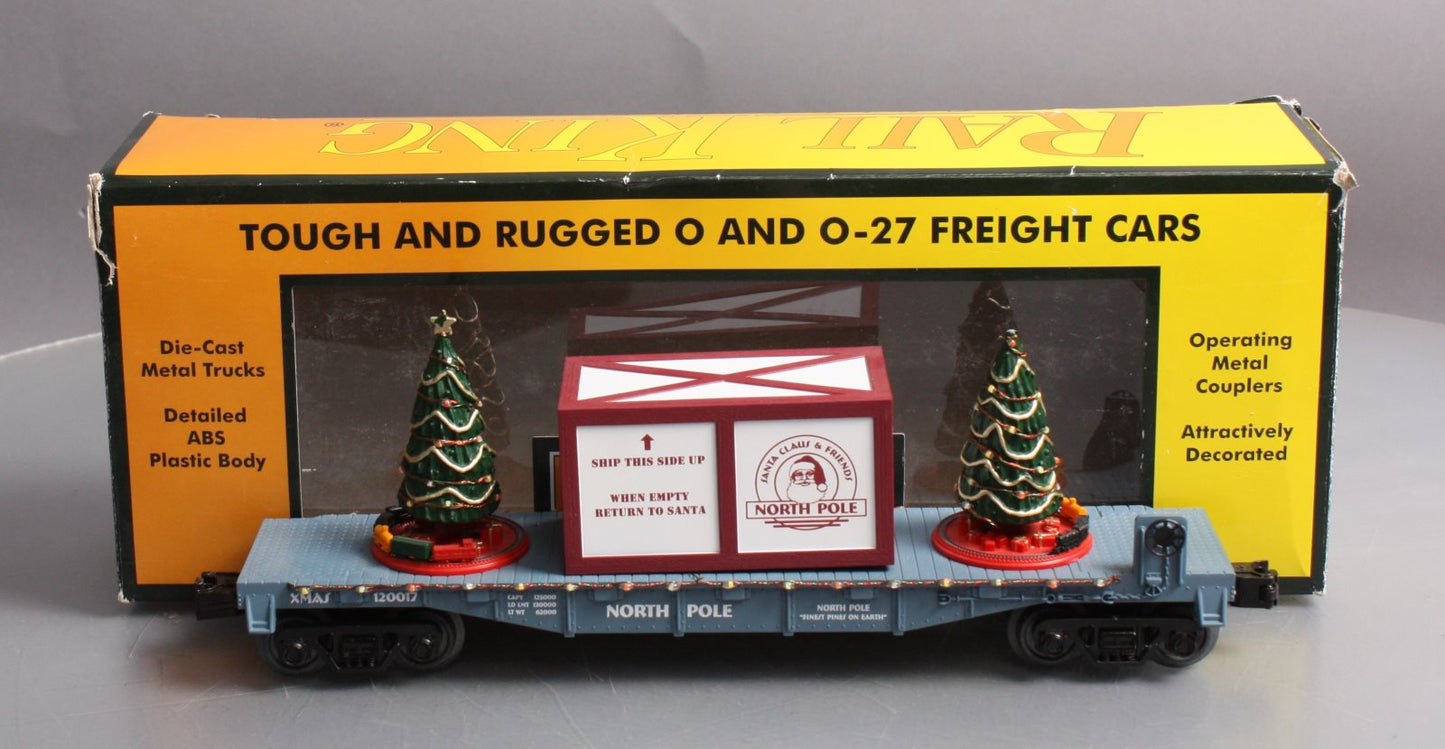 MTH 30-76681 O North Pole Flatcar with Lighted Christmas Trees