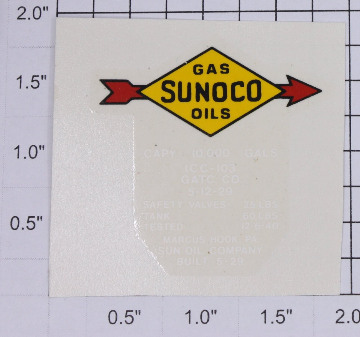 Lionel 654-4 White Lettering Sunoco Water Soluble Decal