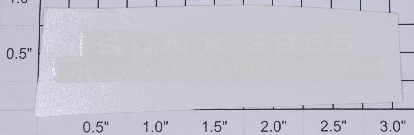 Lionel 2855-10 White Lettering S.U.N.X. Water Soluble Decal