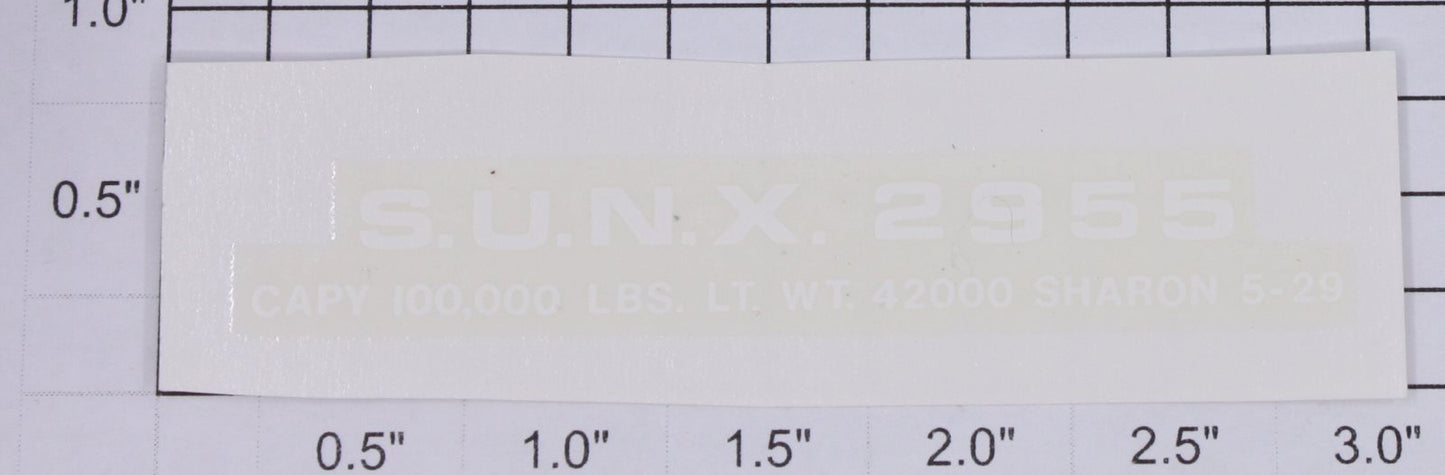 Lionel 2955-10 White Lettering S.U.N.X #2955 Water Soluble Decal