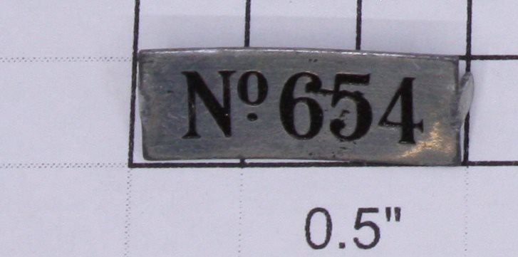 Lionel 654-1 Nickel #654 Number Plate with Mounting Tabs