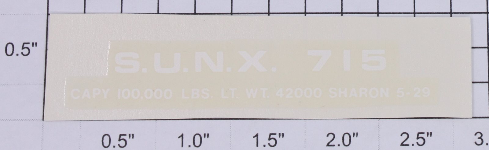 Lionel 715-11 White Lettering S.U.N.X. #715 Water Soluble Decal