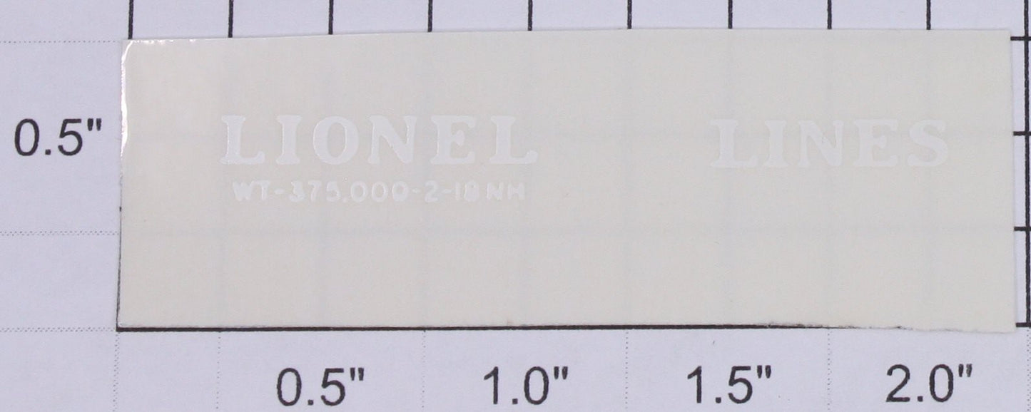 Lionel 2460-15 White Lettering "Lionel Lines" Sticker Decal