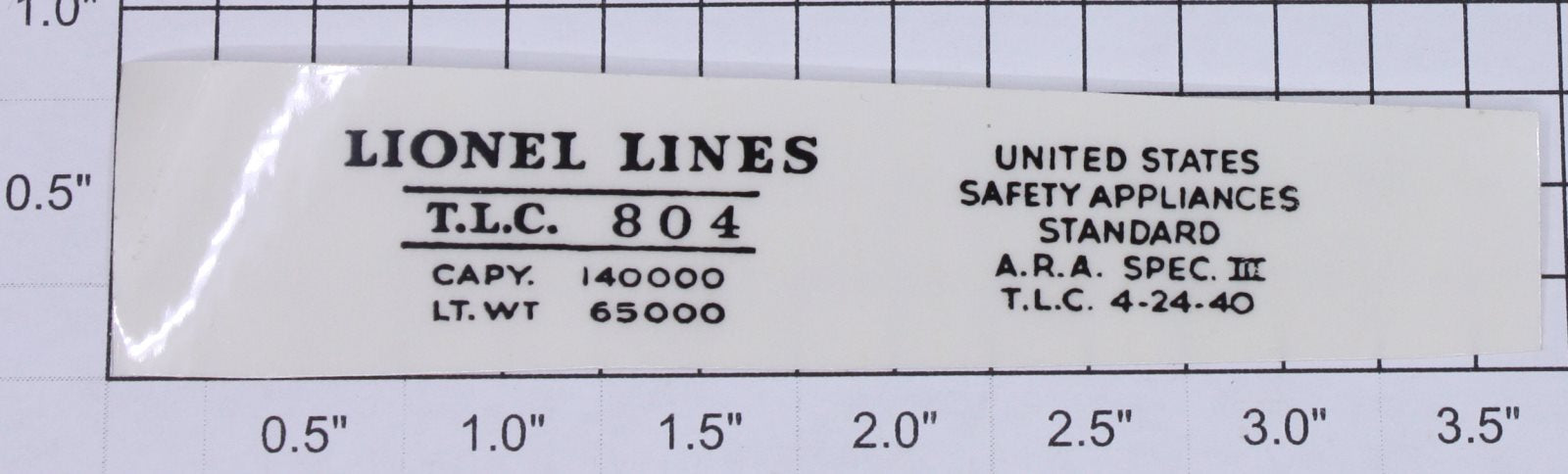 Lionel 804-10 Lionel Lines Side Tank Car Sticker Decal-Sold Individually