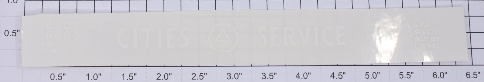 Lionel 6465-10 White Lettering Cities and Services Sticker Decal